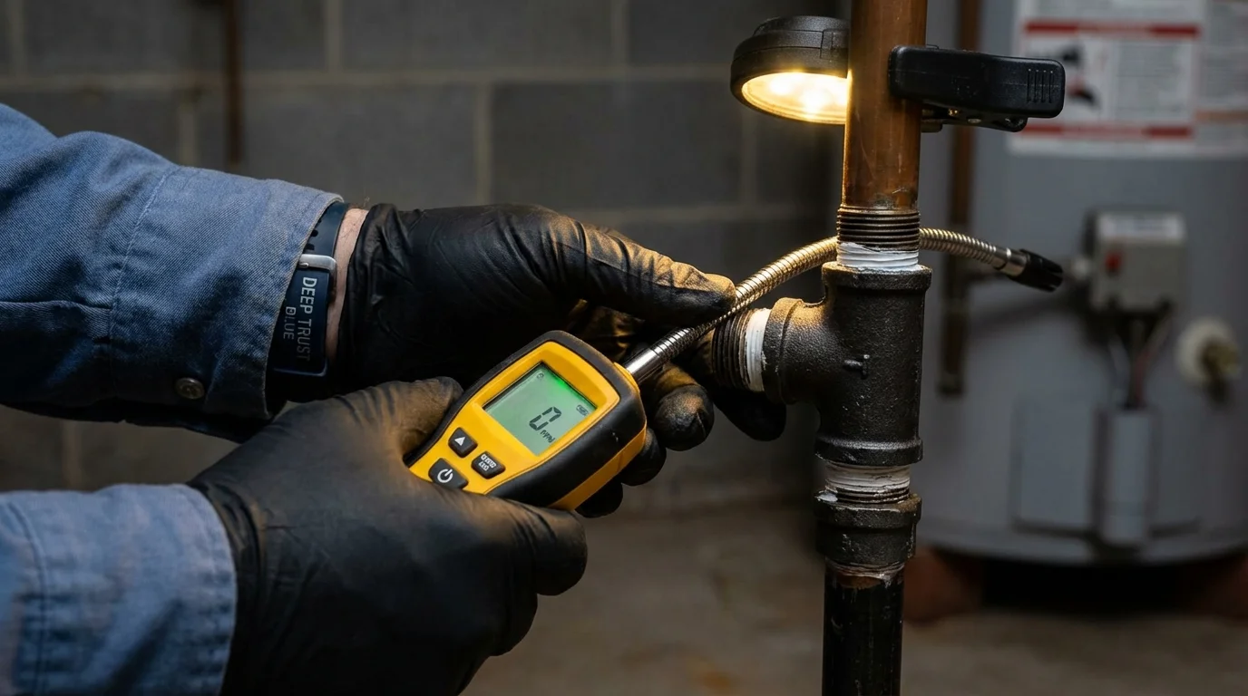 Gas leak detection with electronic sniffer by Johns Plumbing LLC in Brecksville