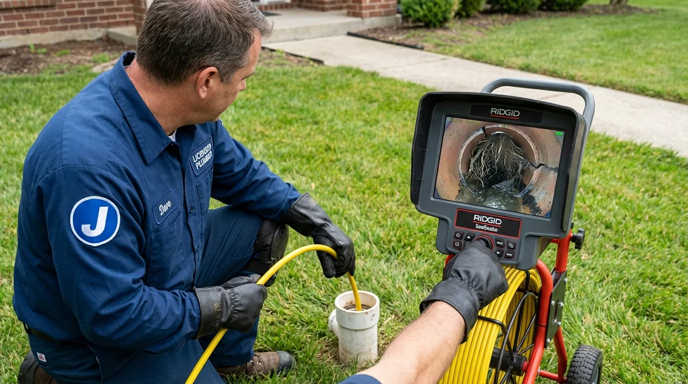 Sewer camera inspection being performed by Johns Plumbing LLC in Brecksville